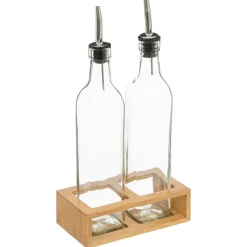 Aceitera+Vinagrera Vidrio C/Soporte 0.5L