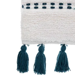 Alfombra de Baño Azul Petróleo Con Pompones 50x75c