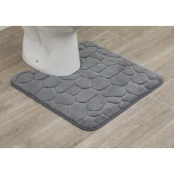 Alfombra de baño gris oscuro con contorno