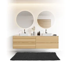 Alfombra De Baño Gruesa Negra 50x120Cm