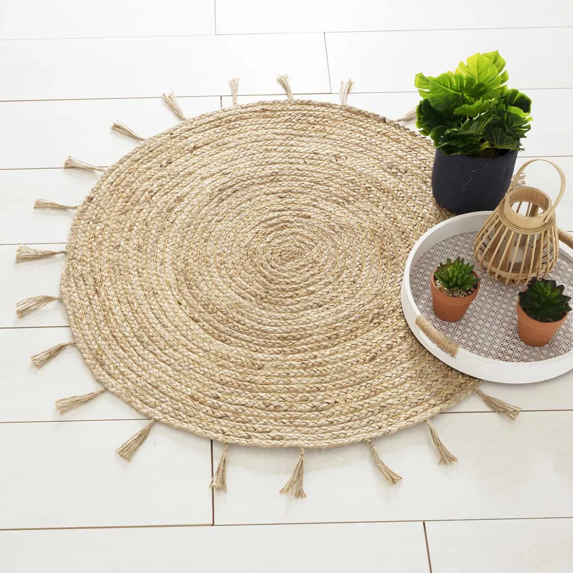 Alfombra LUREX COSY beige de yute 80cm