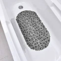 Alfombrilla p/baño antideslizante gris 69x36cm