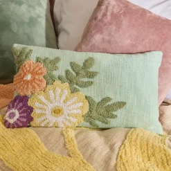 Almohada FLEURS SAUVAGES verde 30x40cm