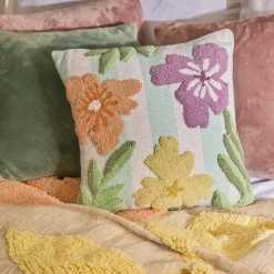 Almohada FLEURS SAUVAGES verde 45x45cm
