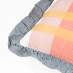 Almohada Yucatán Rayas Con Volados Azul