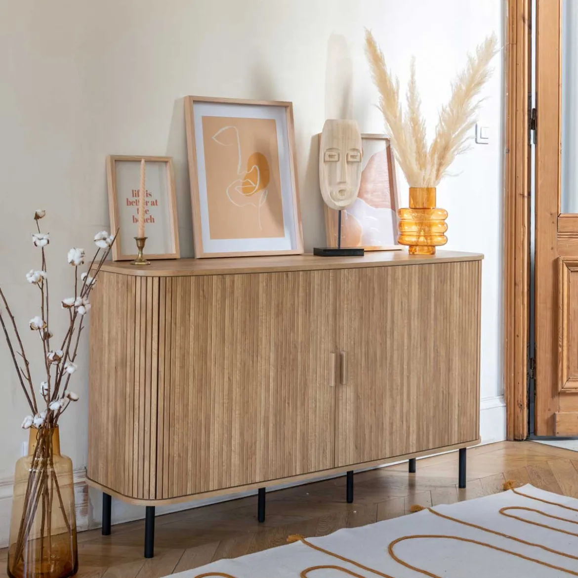Aparador Colva Beige Con 2 Puertas