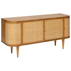 Aparador con 4 puertas de mdf y ratan KISCO