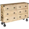 Aparador Silas Marrón De Madera Con 6 Cajones