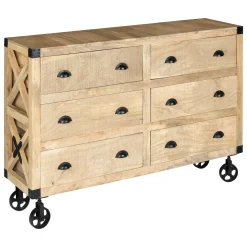 Aparador Silas Marrón De Madera Con 6 Cajones