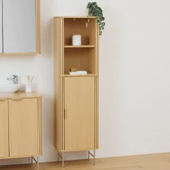 Armario alto con 1 puerta LIORA marrón
