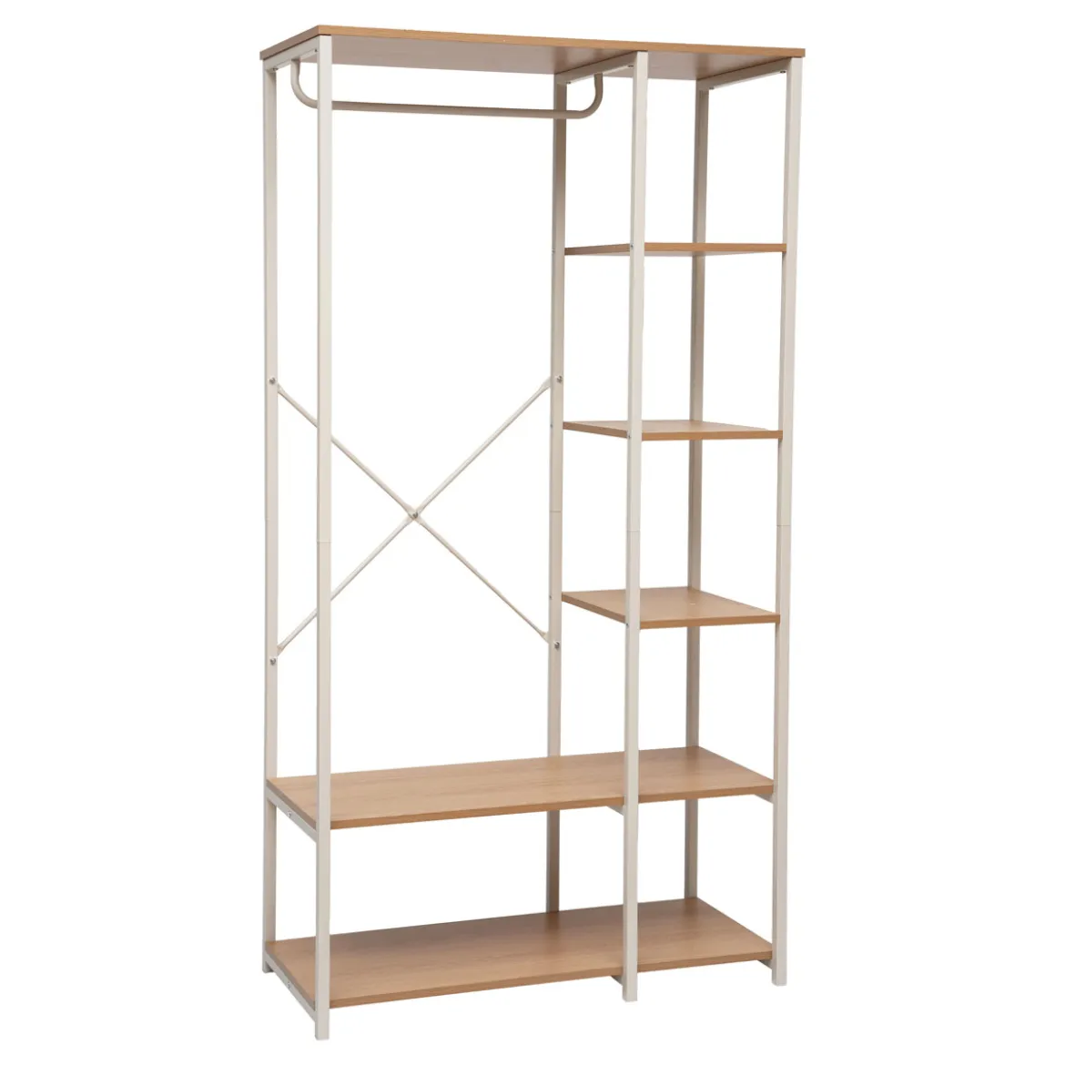 Armario de metal beige con estantes