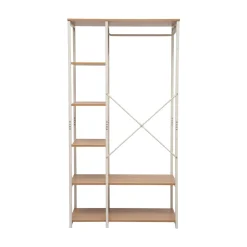 Armario de metal beige con estantes
