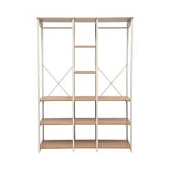 Armario doble de metal beige con estantes