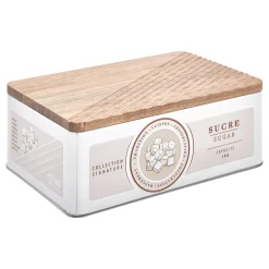 Azucarero beige metálico con tapa