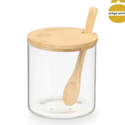 Azucarero C/Tapa+Cuchara De Bambú 520Ml