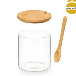 Azucarero C/Tapa+Cuchara De Bambú 520Ml