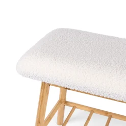 Banco con almacenaje blanco boucle