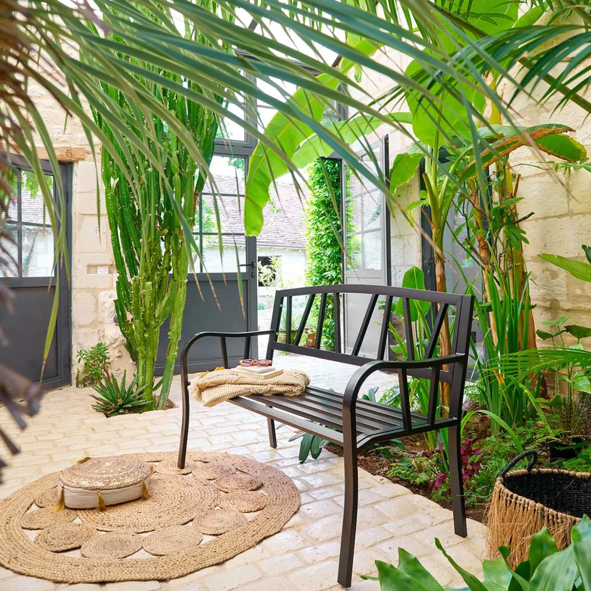 Banco de jardín ALVERNIA negro
