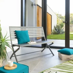 Banco plegable OLBIA gris graphite de metal