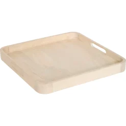 Bandeja beige de madera de mango 25.5x25.5cm