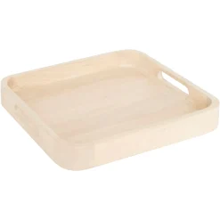 Bandeja beige de madera mango 34.5x34.5cm