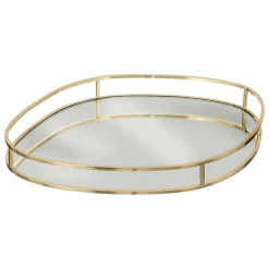 Bandeja de metal y vidrio dorado LILY