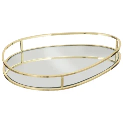 Bandeja de metal y vidrio dorado LILY