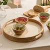 Bandeja INAYA blanca de madera de mango 38cm