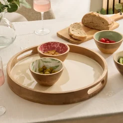 Bandeja INAYA blanca de madera de mango 38cm