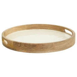 Bandeja INAYA blanca de madera de mango 38cm