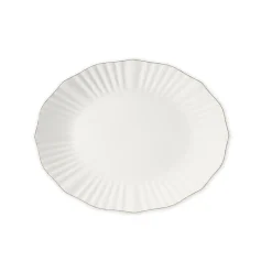 Bandeja ovalada AUBREY blanca y dorada 38cm