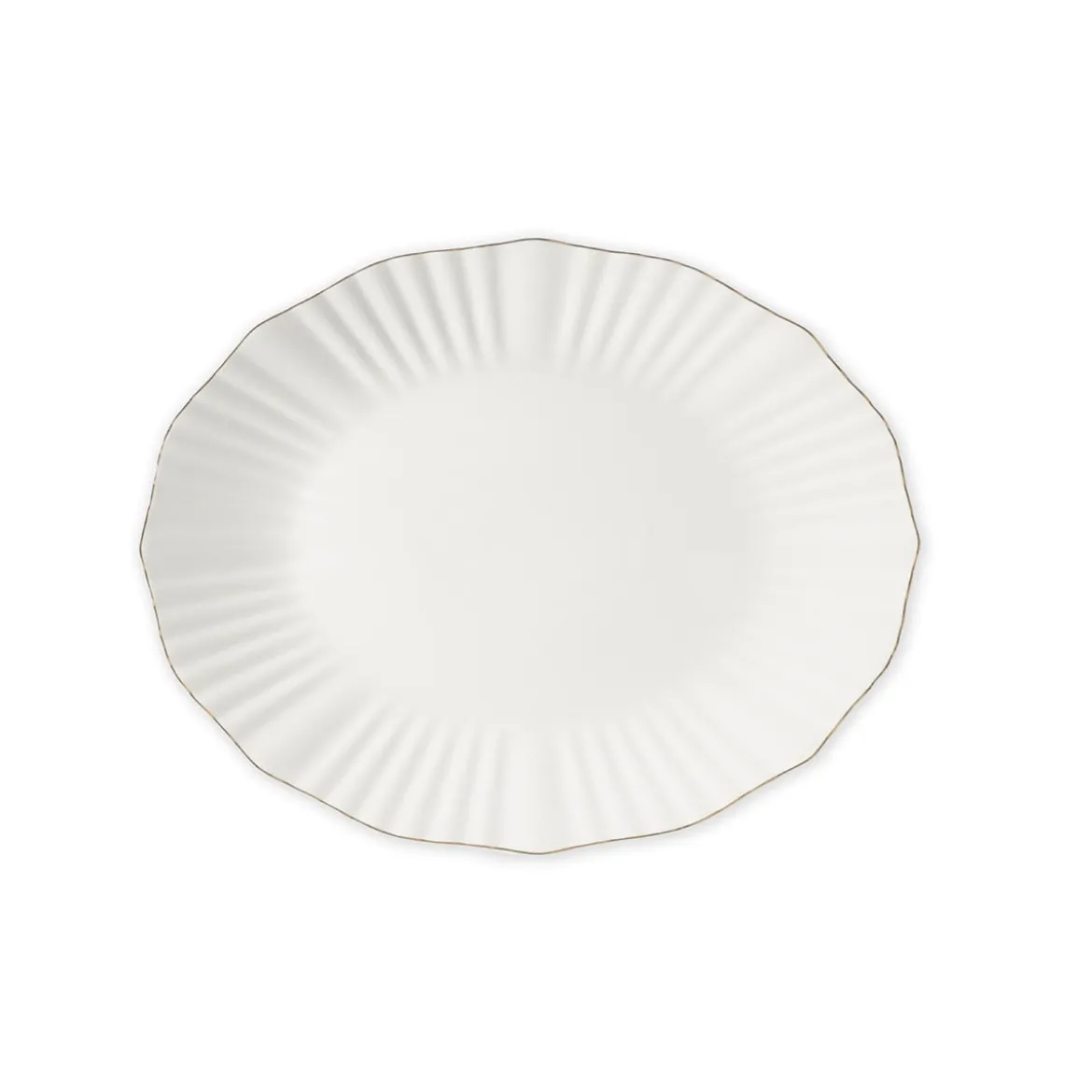 Bandeja ovalada AUBREY blanca y dorada 38cm