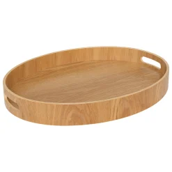 Bandeja ovalada beige de madera 43cm