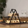 Bandeja para aperitivos de bambú con 2 baldas