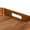 Bandeja rectangular marrón de madera de acacia