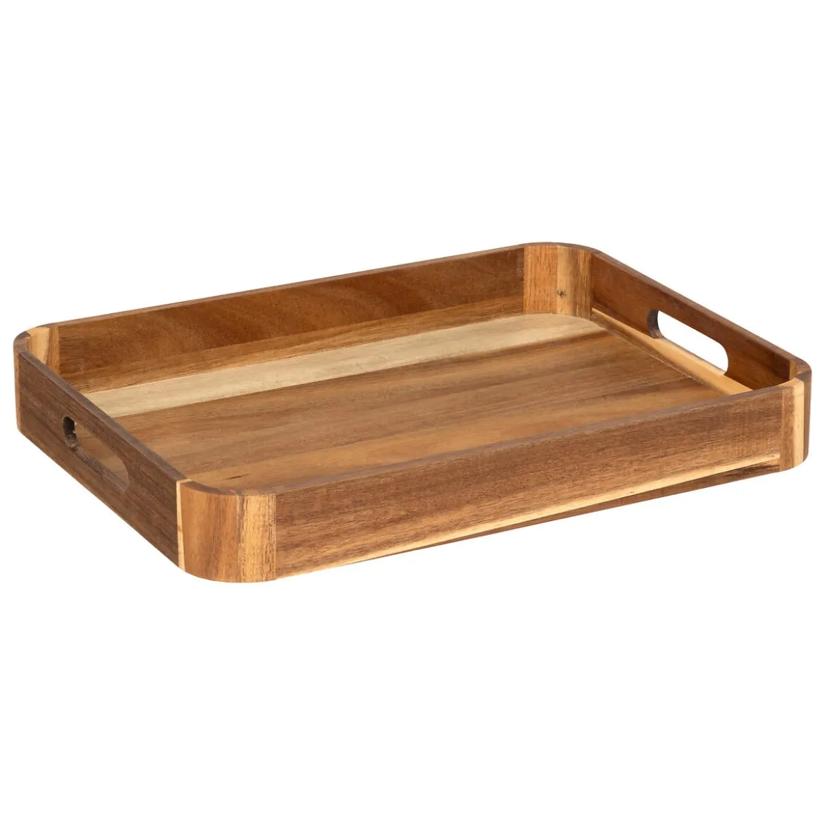 Bandeja rectangular marrón de madera de acacia