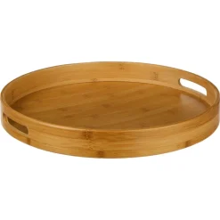 Bandeja redonda natural de bambú 40cm