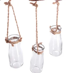 Barra De Madera C/5 Jarrones Colgantes