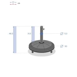 Base para parasol hormigón c/ruedas 25kg