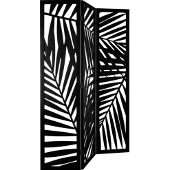 Biombo Negro Madera Efecto Hojas