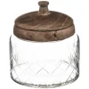Bombonera De Vidrio C/Tapa Madera 13Cm