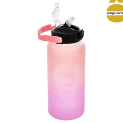 Botella deportiva con pajita multicolor 2L