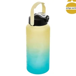 Botella deportiva con pajita multicolor 2L