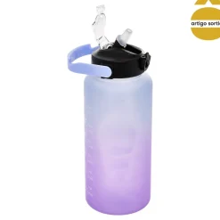 Botella deportiva con pajita multicolor 2L