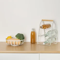 Botellero plegable para 6 botellas blanco