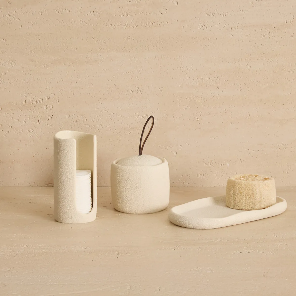 Bote para algodón OLEYA beige D7.3x15cm