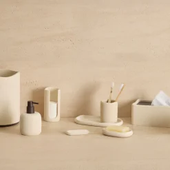 Bote para algodón OLEYA beige D7.3x15cm