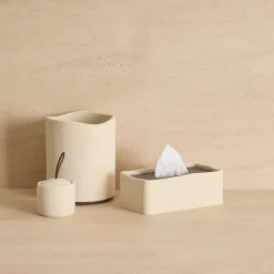 Bote para algodón OLEYA beige 10x10x9,4cm