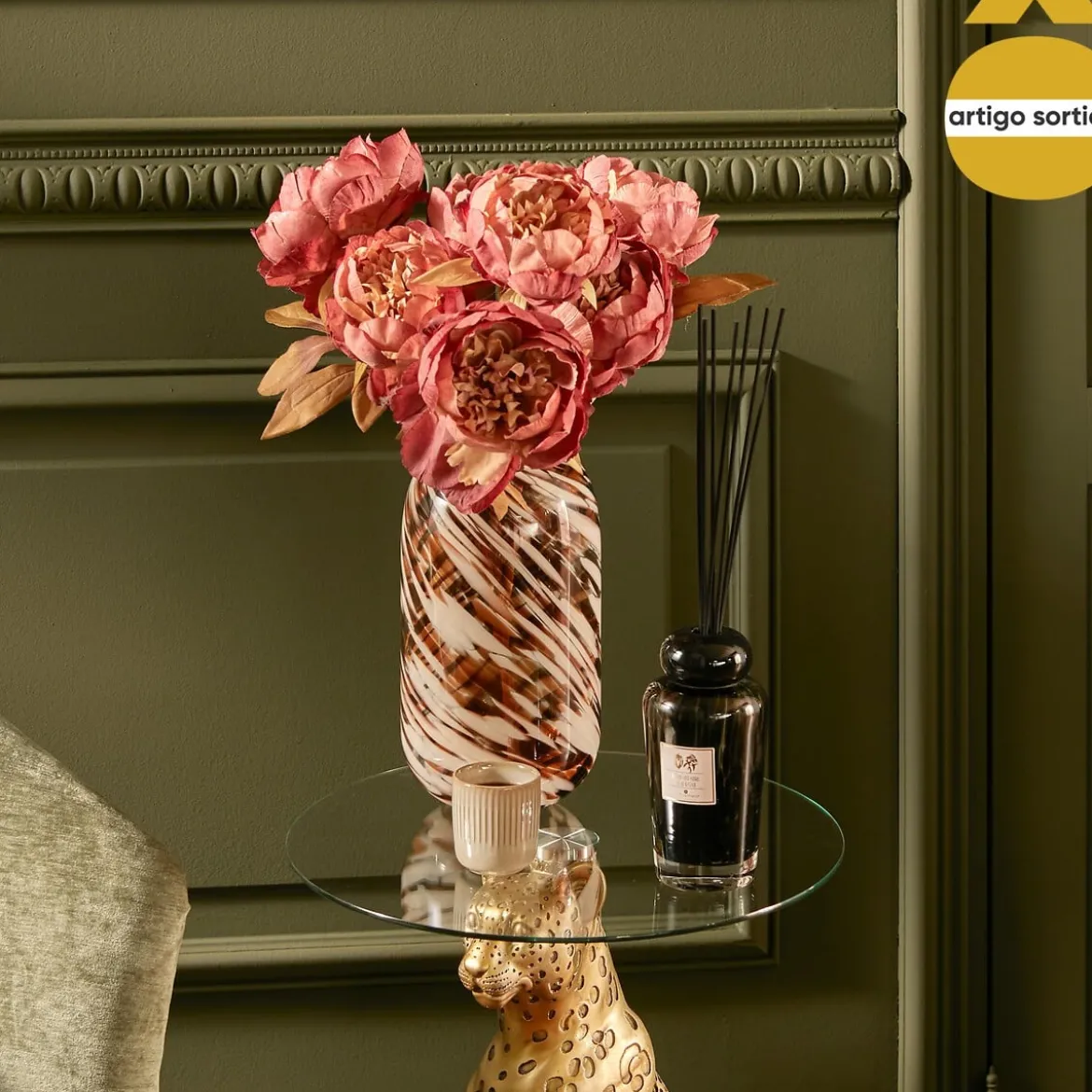 Bouquet con peonias artificiales 53cm
