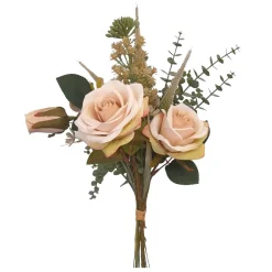 Bouquet rosas e eucalipto beige 40cm
